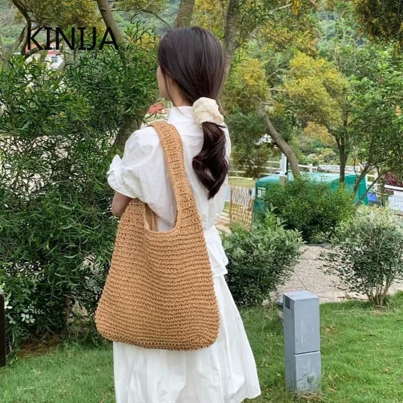 Luxury Beach Bags Ysl - Fashion Women Shoulder Bags Woven Female